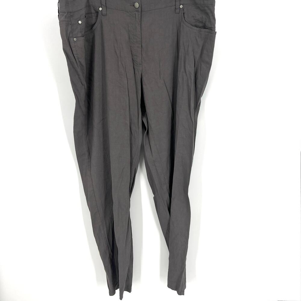 Eileen Fisher Charcoal Gray Italian Fabric Linen Stretch Pants Size 20W